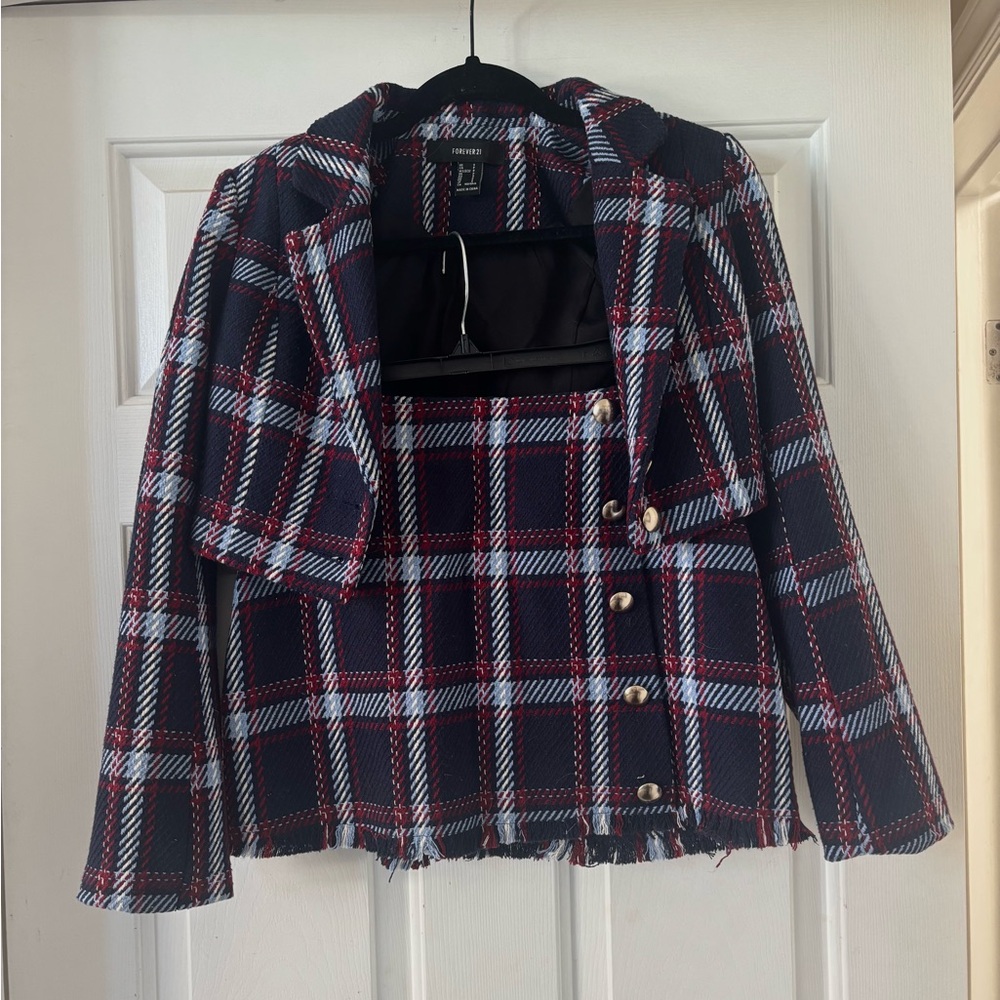 Plaid Two Piece Skirt and Jacket Set